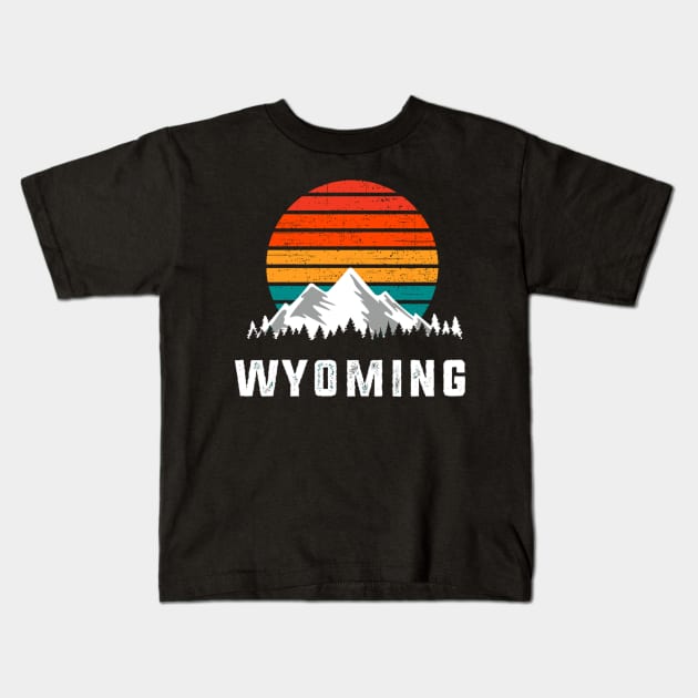 Wyoming Mountain Scene Hiking ' Kids T-Shirt by HypeRamen